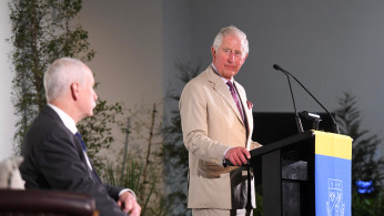 Britain's Prince Charles makes an address at Lincoln University in Lincoln