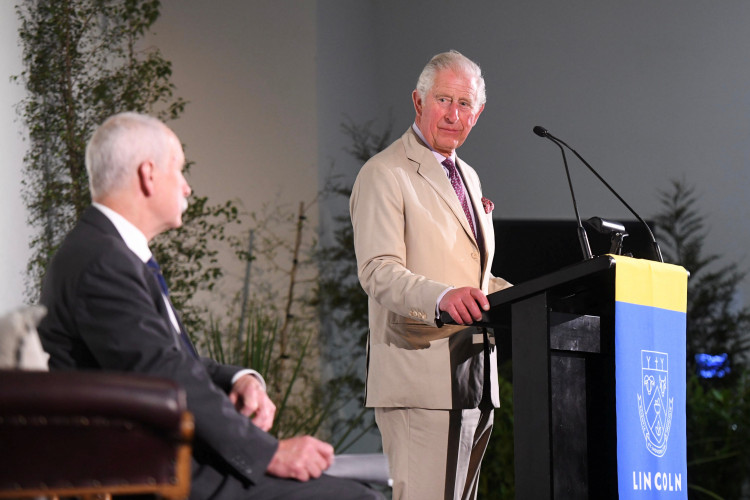 Britain's Prince Charles makes an address at Lincoln University in Lincoln