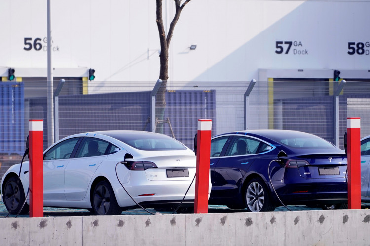 China-made Tesla Model 3 electric vehicles are seen at the Gigafactory of electric carmaker Tesla Inc in Shanghai