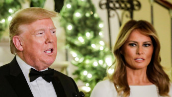 President Donald Trump delivers remarks for the Congressional Ball in Washington