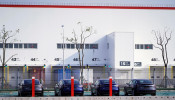 China-made Tesla Model 3 electric vehicles are seen at the Gigafactory of electric carmaker Tesla Inc in Shanghai