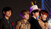 V, Suga, Jin and Jungkook, members of South Korean boy band BTS pose on the red carpet during the annual MAMA Awards at Nagoya Dome in Nagoya, Japan, December 4, 2019. REUTERS/Kim Kyung-Hoon