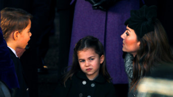 Catherine, Duchess of Cambridge, Princess Charlotte and Prince George leave the St Mary Magdalene's church after the Royal Family's Christmas Day service on the Sandringham estate in eastern England, Britain, December 25, 2019. REUTERS/Phil Noble