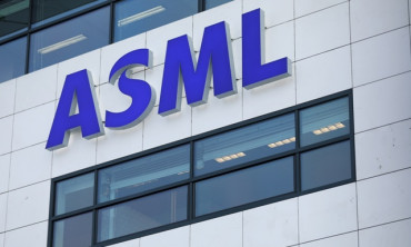  ASML Holding logo is seen at company's headquarters in Eindhoven