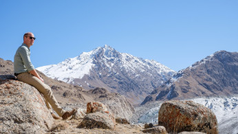 Britain's Prince William is seen at a glacier in the Hindu Kush mountain range