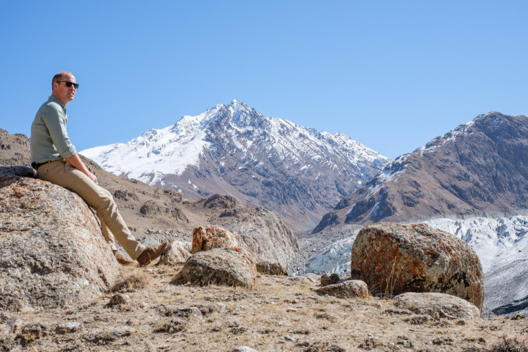 Britain's Prince William is seen at a glacier in the Hindu Kush mountain range