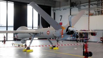 An HERMES 900 HFE drone made by Israeli company Elbit for use in the Swiss reconnaissance system (ADS15)
