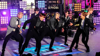 TS performs during New Year's Eve celebrations in Times Square in the Manhattan borough of New York, U.S., December 31, 2019. REUTERS/Jeenah Moon