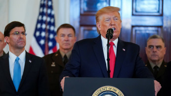 U.S. President Trump delivers statement about Iran at the White House in Washington