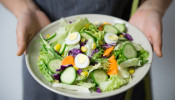 A bowl of vegetable salad.