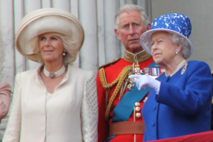 Camilla, Duchess of Cornwall, Prince Charles, and Queen Elizabeth II
