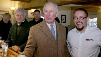 Britain's Prince Charles meets flood victims in Hare and Hounds pub in in Fishlake