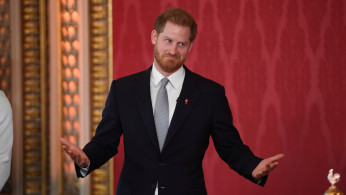 Britain's Prince Harry attends at the draw for the Rugby League World Cup, where children from a local school will play rugby league in the Buckingham Palace gardens, in London, Britain January 16, 2020. Jeremy Selwyn/Pool via REUTERS