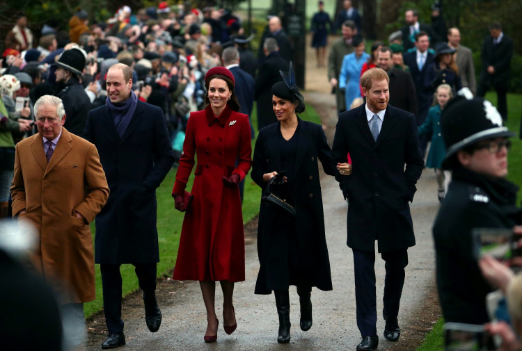 Britain's Prince Charles, Prince William, Duke of Cambridge and Catherine Duchess of Cambridge along with Prince Harry, Duke of Sussex and Meghan, Duchess of Sussex 