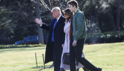 U.S. President Donald Trump and First Lady Melania Trump walk with their son Barron to the Marine One helicopter to depart for travel to Florida from the South Lawn of the White House in Washington, U.S., January 17, 2020. REUTERS/Leah Millis