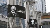 Images of former Los Angeles Lakers basketball star Kobe Bryant are shown outside the Staples Center in Los Angeles, California, U.S. January 26, 2020.