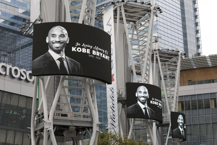 Images of former Los Angeles Lakers basketball star Kobe Bryant are shown outside the Staples Center in Los Angeles, California, U.S. January 26, 2020.