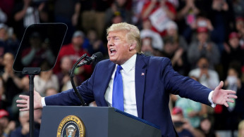 U.S. President Donald Trump holds a campaign rally at the University of Wisconsin-Milwaukee