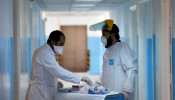 Members of the medical staff at Al-Bashir Governmental Hospital, Amman