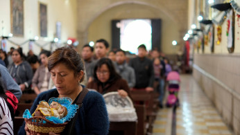 Attendees in a Bolivia church