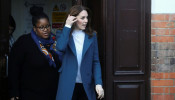 Britain's Catherine, Duchess of Cambridge leaves LEYF (London Early Years Foundation) Stockwell Gardens Nursery & Pre-school in London