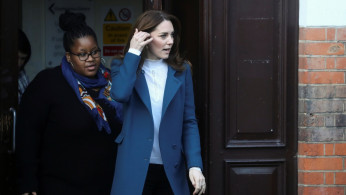 Britain's Catherine, Duchess of Cambridge leaves LEYF (London Early Years Foundation) Stockwell Gardens Nursery & Pre-school in London
