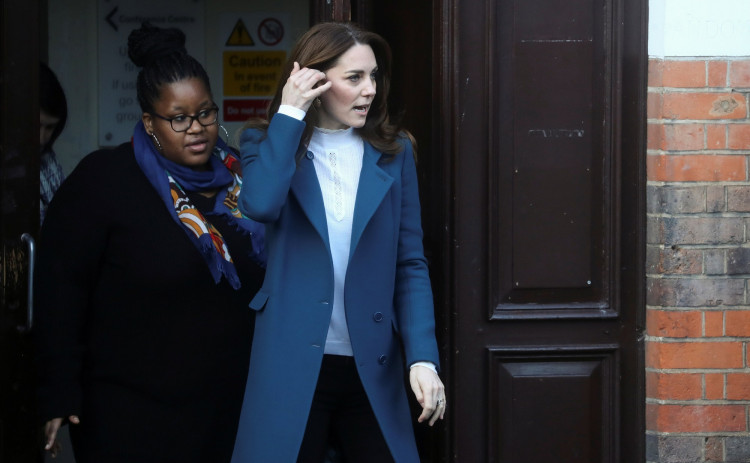 Britain's Catherine, Duchess of Cambridge leaves LEYF (London Early Years Foundation) Stockwell Gardens Nursery & Pre-school in London