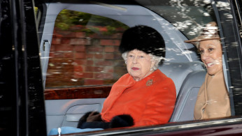 Britain's Queen Elizabeth departs from St Mary Magdalene's church on the Sandringham estate in eastern England
