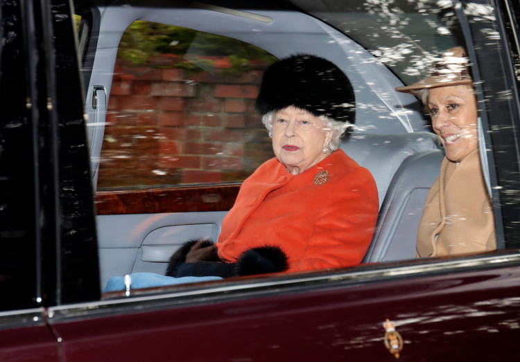Britain's Queen Elizabeth departs from St Mary Magdalene's church on the Sandringham estate in eastern England