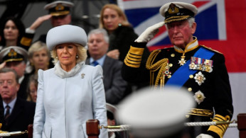 Britain's Prince Charles and Camilla, Duchess of Cornwall attend the official commissioning ceremony of HMS Prince of Wales