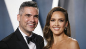 Cash Warren and Jessica Alba attend the Vanity Fair Oscar party in Beverly Hills during the 92nd Academy Awards, in Los Angeles, California, U.S., February 9, 2020. REUTERS/Danny Moloshok