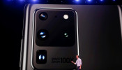 Drew Blackard of Samsung Electronics speaks on stage during Samsung Galaxy Unpacked 2020 in San Francisco
