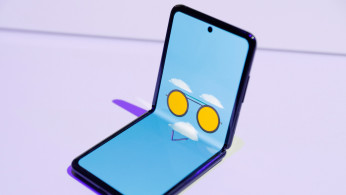 A Samsung Galaxy Z Flip foldable smartphone is seen during Samsung Galaxy Unpacked 2020 in San Francisco