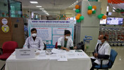 A health desk is set up to screen travellers for signs of the coronavirus at Maharaja Bir Bikram Airport in Agartala, India