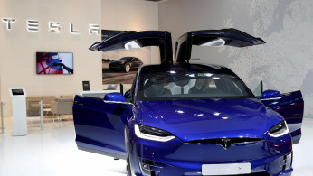A Tesla Model X electric car is seen at Brussels Motor Show, Belgium, January 9, 2020. 