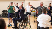 Britain's Prince Charles and Prince William are pictured during a visit to the Defence Medical Rehabilitation Centre (DMRC) in Nottinghamshire