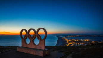 Olympic symbol landmark.