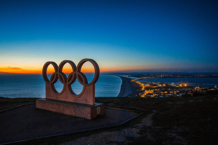 Olympic symbol landmark.