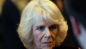 Britain's Camilla, Duchess of Cornwall looks on during a tour to the Cabinet Office building in London