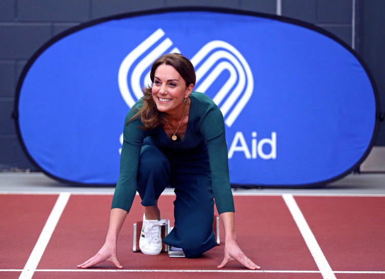 Britain's Catherine, Duchess of Cambridge, attends a SportsAid event at the London Stadium in London