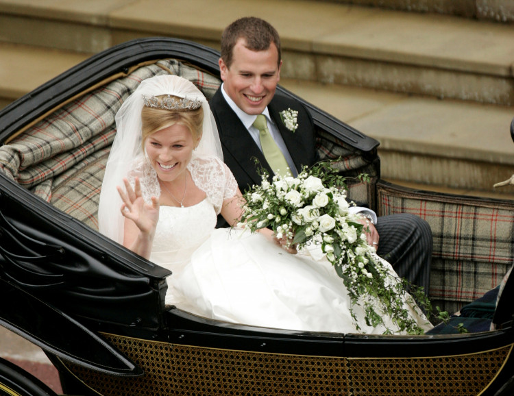 FILE PHOTO: Britain's Peter Phillips and Canada's Autumn Kelly leave St George's Chapel after their marriage in Windsor, southern England