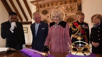 Britain's Prince Charles and Camilla, Duchess of Cornwall visit the Tower of London in London