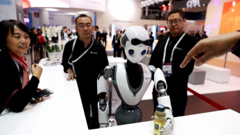 The CloudMinds XR-1 robot performs for visitors at the Mobile World Congress in Barcelona, Spain, Feb. 25, 2019. 