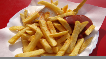 French fries with catsup.