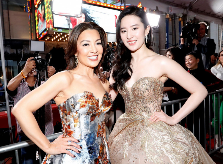 Cast member Liu Yifei and actor Ming-Na Wen pose at the premiere for the film "Mulan" in Los Angeles
