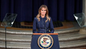 First lady Melania Trump delivers remarks at the U.S. Department of Justice National Opioid Summit in Washington, U.S., March 6, 2020. REUTERS/Erin Scott