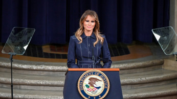 First lady Melania Trump delivers remarks at the U.S. Department of Justice National Opioid Summit in Washington, U.S., March 6, 2020. REUTERS/Erin Scott