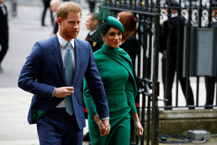 FILE PHOTO: Britain's Prince Harry and Meghan, Duchess of Sussex, arrive for the annual Commonwealth Service at Westminster Abbey in London, Britain March 9, 2020. REUTERS/Henry Nicholls/File Photo
