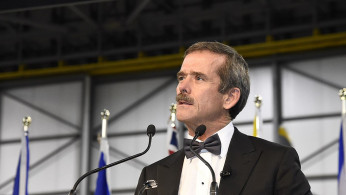 NASA Astronaut Chris A. Hadfield gives a speech about the Chris Hadfield rocket factory renaming event in 2016