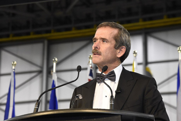 NASA Astronaut Chris A. Hadfield gives a speech about the Chris Hadfield rocket factory renaming event in 2016